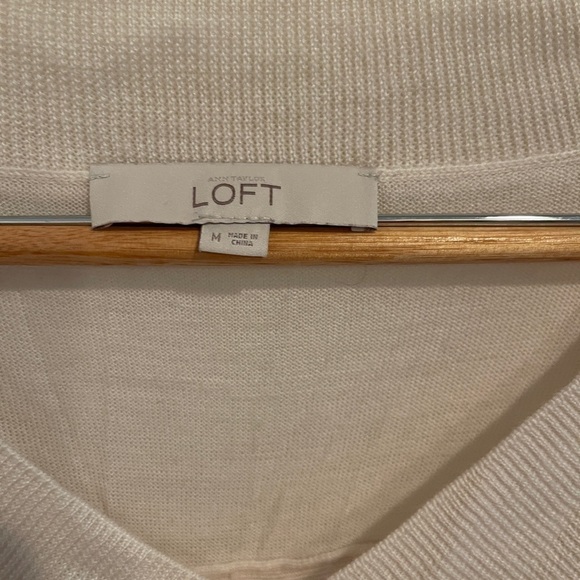 Loft white/cream v-neck sweater. Size medium. - Picture 2 of 2